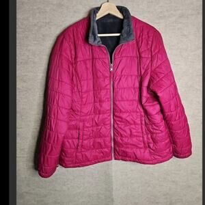 Below Zero By Rothschild Puffer Jacket XL Hot Pink, Gray Fleece Lining - Soft!